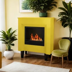 Camino a bioetanolo da pavimento 35x96x96h cm giallo - Kinsasa
