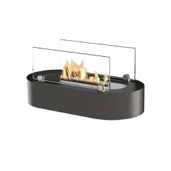 Camino a Bioetanolo Nero Argento Capacità 1 lt Superficie Riscaldabile 30 40x20x20h cm, Potenza (kw) 2.5 - Lahabana