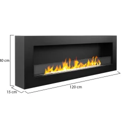 Camino a Bioetanolo Nero Capacità 1.25 lt Superficie Riscaldabile 30 120x15x40h cm, Potenza (kw) 3 - Praiano