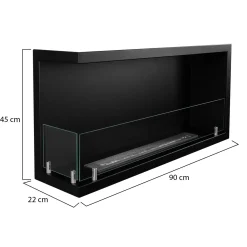 Camino a Bioetanolo Nero Capacità 1.5 lt Superficie Riscaldabile 30 90x22x45h cm, Potenza (kw) 3 - Garzeno
