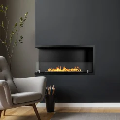 Camino a Bioetanolo Nero Capacità 1.5 lt Superficie Riscaldabile 30 90x22x45h cm, Potenza (kw) 3 - Garzeno