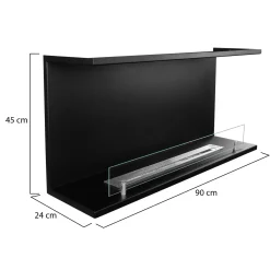 Camino a Bioetanolo Nero Capacità 1.5 lt Superficie Riscaldabile 30 90x24x45h cm, Potenza (kw) 3 - Novaledo