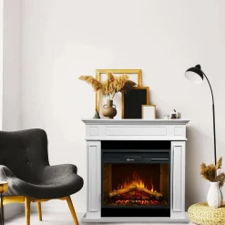 Camino elettrico Airola, 90x28 h91 cm, Bianco