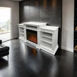 Camino elettrico Aramengo, 179x48 h81 cm, Bianco