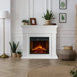 Camino Elettrico Bianco Superficie Riscaldabile 30 Potenza (kw) 0.9/1.8 110x25x95h cm, Indoor - Sola