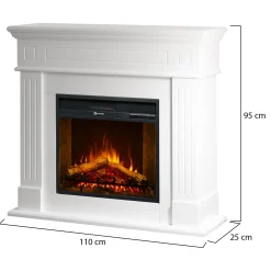 Camino Elettrico Bianco Superficie Riscaldabile 30 Potenza (kw) 0.9/1.8 110x63x102h cm, Indoor - Treviolo