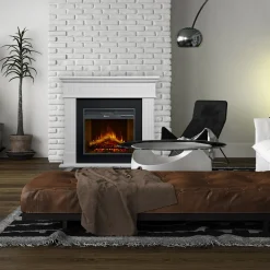 Camino Elettrico Bianco Superficie Riscaldabile 30 Potenza (kw) 0.9/1.8 110x63x102h cm, Indoor - Treviolo