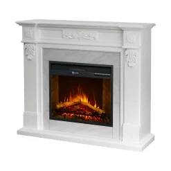 Camino Elettrico Bianco Superficie Riscaldabile 30 Potenza (kw) 0.9/1.8 121x38x108h cm, Indoor - Prasco