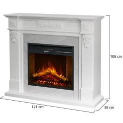 Camino Elettrico Bianco Superficie Riscaldabile 30 Potenza (kw) 0.9/1.8 123x39x100h cm, Indoor - Triuggio