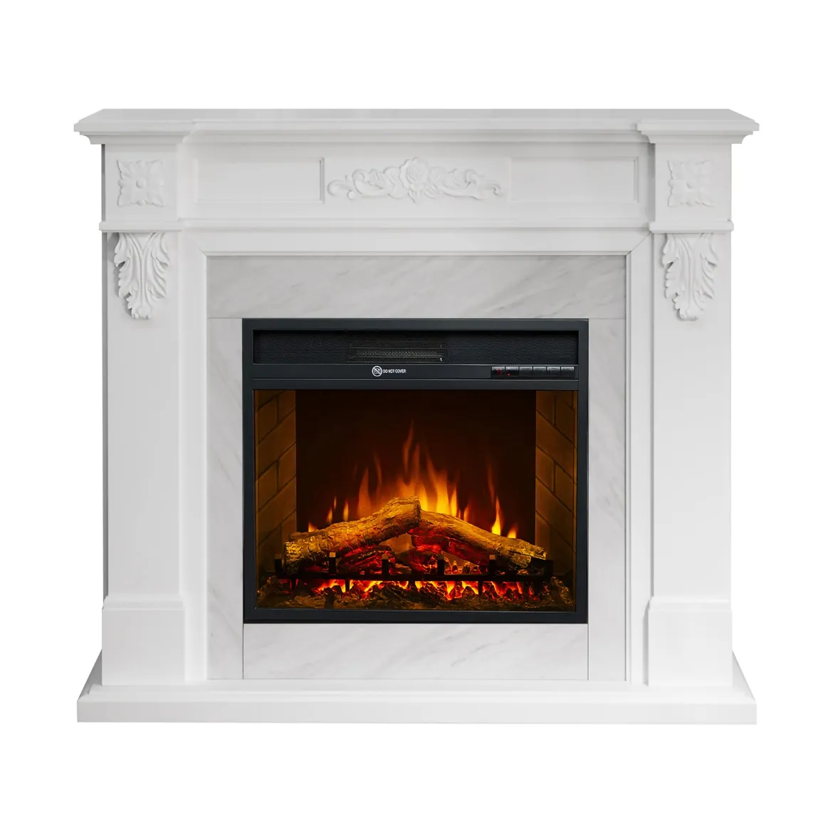 Camino Elettrico Bianco Superficie Riscaldabile 30 Potenza (kw) 0.9/1.8 123x39x100h cm, Indoor - Triuggio