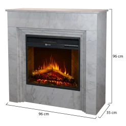 Camino Elettrico Bianco Superficie Riscaldabile 30 Potenza (kw) 0.9/1.8 96x36x90h cm, Indoor - Feletto
