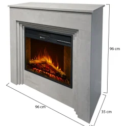 Camino Elettrico Grigio Cemento Superficie Riscaldabile 30 Potenza (kw) 0.9/1.8 96x35x96h cm, Indoor - Sturno