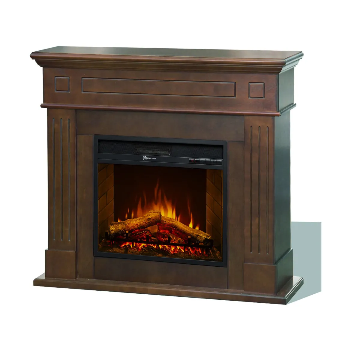 Camino Elettrico Marrone Noce Superficie Riscaldabile 30 Potenza (kw) 0.9/1.8 110x36x100h cm, Indoor - Lentella