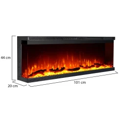 Camino Elettrico Nero Superficie Riscaldabile 30 Potenza (kw) 0.75/1.5 101x20x44h cm, Indoor - Usini