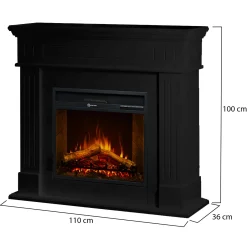 Camino Elettrico Nero Superficie Riscaldabile 30 Potenza (kw) 0.9/1.8 58x17x52h cm, Indoor - Gavardo