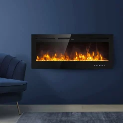 Camino elettrico Potoprens, 14x102 h55 cm, Nero