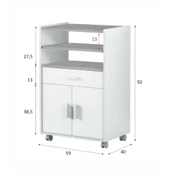Carrello Akea, 59x40h92 cm, Bianco