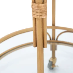 Carrello Marrone Trasparente 2 Ripiani Ruote 51x51x74h cm, Finiture in Rattan - Dalosa