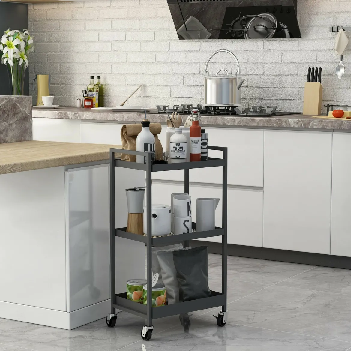 Carrello Masio, 43x30 h80 cm, Ardesia