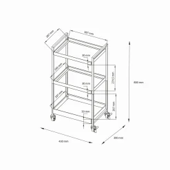 Carrello Masio, 43x30 h80 cm, Panna
