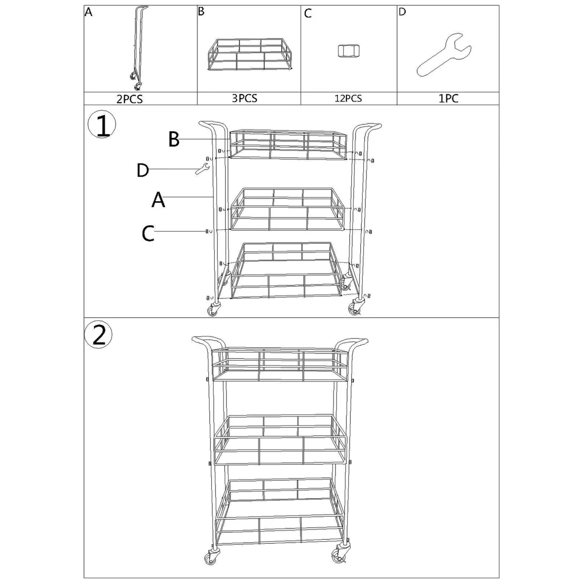 Carrello oro Trasparente Fume 3 Ripiani Ruote 60x31x80h cm, Sfumatura Colore Struttura Fume - Arviat