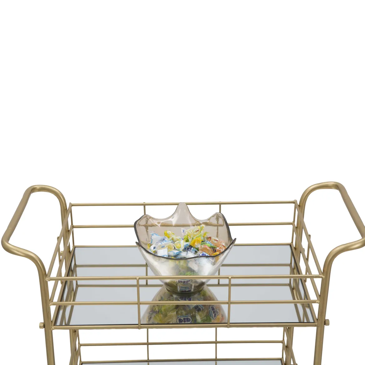 Carrello oro Trasparente Fume 3 Ripiani Ruote 60x31x80h cm, Sfumatura Colore Struttura Fume - Arviat