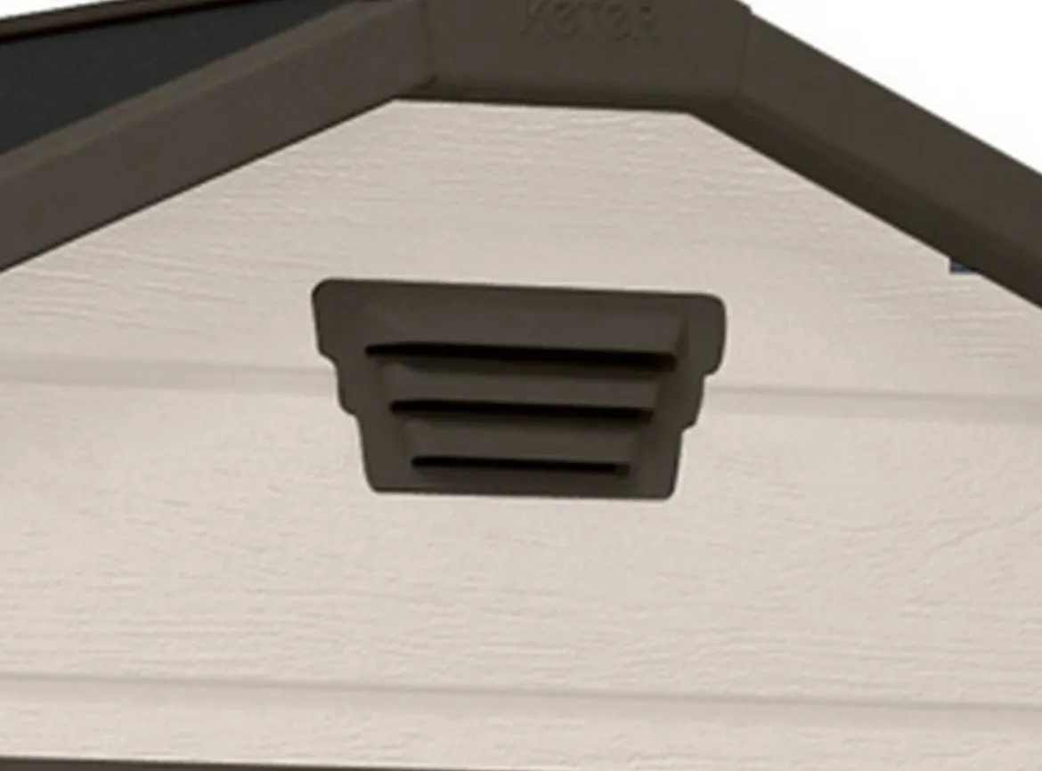 Casetta da Giardino Beige Nero Resistente Agli Agenti Atmosferici Presenza Finestre 256x332x243h cm, Tetto a due Falde - Weyburn