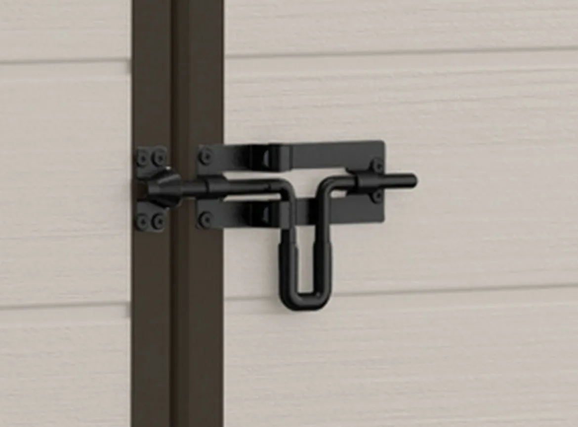 Casetta da Giardino Beige Nero Resistente Agli Agenti Atmosferici Presenza Finestre 256x332x243h cm, Tetto a due Falde - Weyburn
