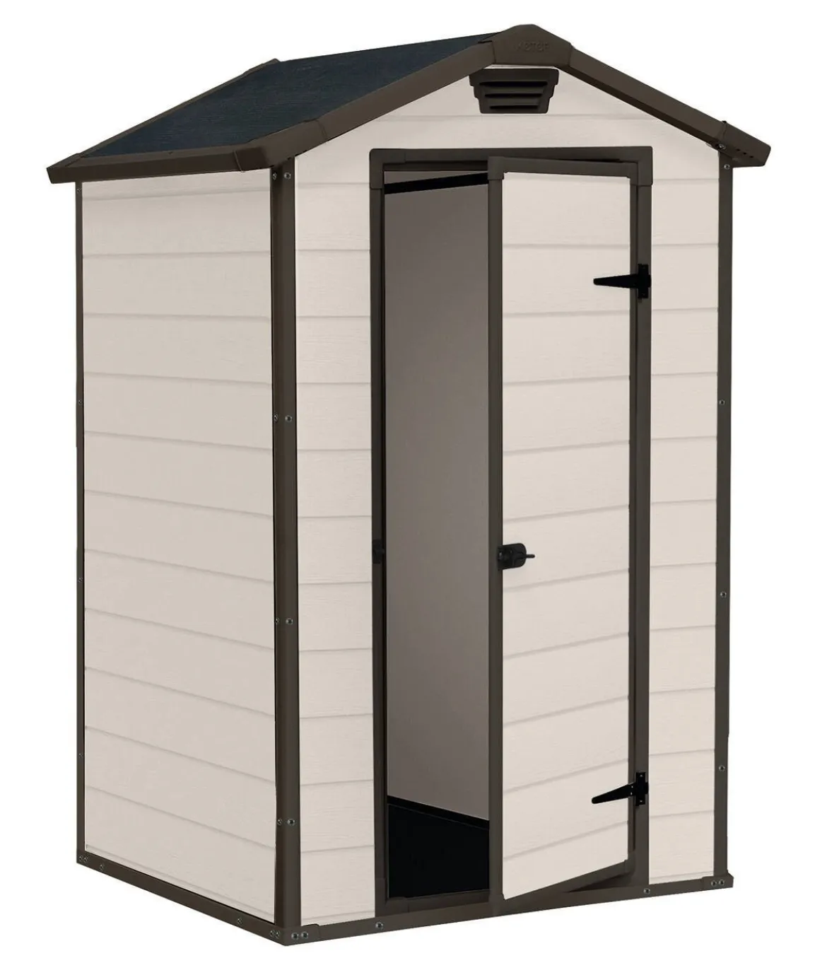 Casetta da Giardino Beige Nero Resistente Agli Agenti Atmosferici Tetto a due Falde 129x103x196h cm, Materiale Tetto in Plastica - Stormlake