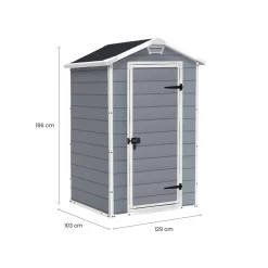 Casetta da Giardino Grigio Bianco Resistente Agli Agenti Atmosferici Tetto a due Falde 129x103x196h cm, Materiale Tetto in Plastica - Stormlake