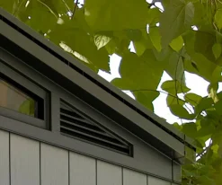 Casetta da Giardino Grigio Nero Resistente Agli Agenti Atmosferici Presenza Finestre 277x218x226h cm, Tetto a due Falde - Whitehall