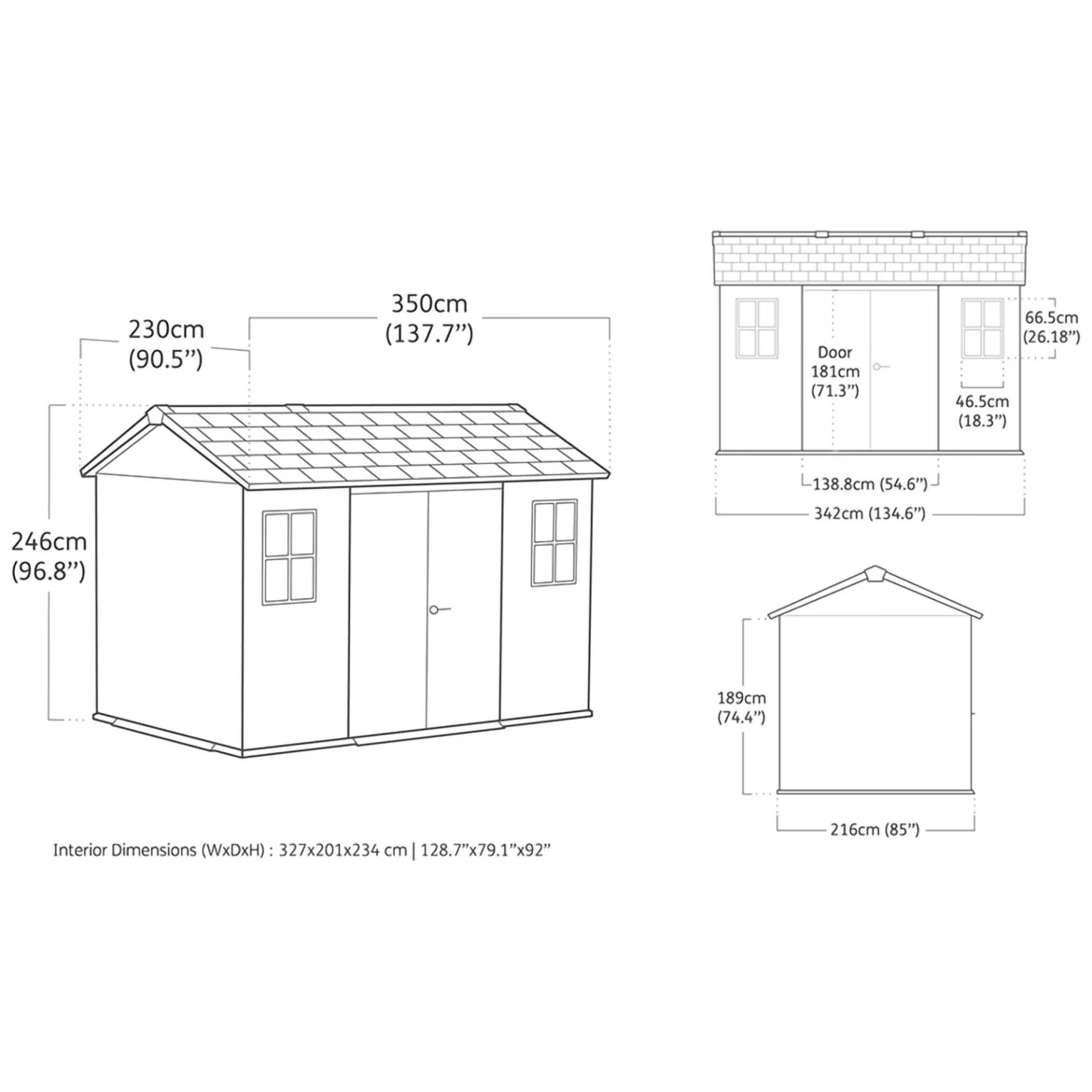 Casetta da Giardino Marrone Noce Nero Pavimento Rialzato, Modulabile, Lucchettabile Presenza Finestre 224x230x246h cm, Tetto a due Falde - Mattoon