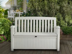 Cassapanca da esterno con schienale 132x61x89h cm bianco - Goderich