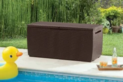Cassapanca da esterno effetto rattan 123x53x57h cm marrone - Chicoutimi