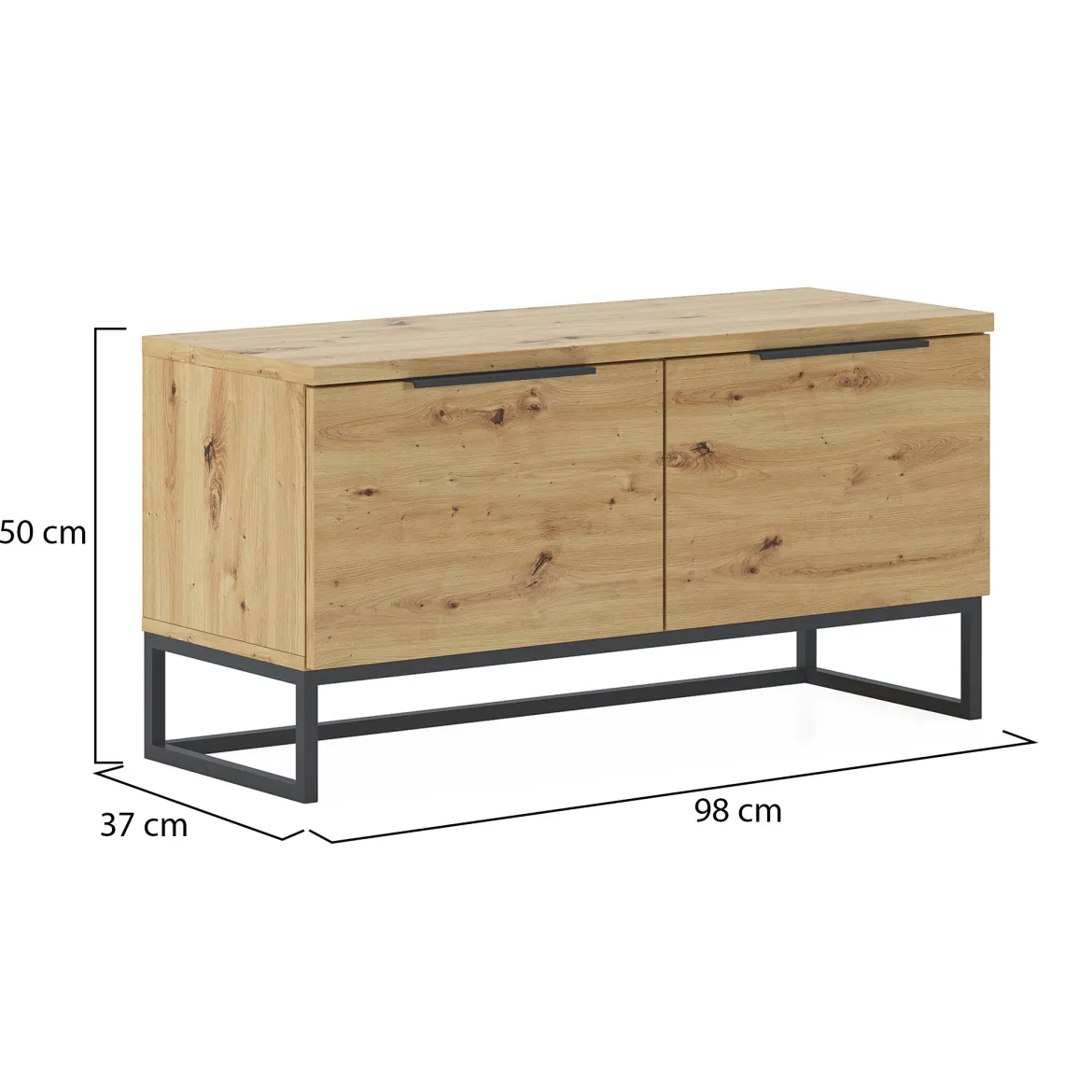Cassapanca Marrone Rovere Nodi Colore Ripiano Marrone Materiale Struttura in Metallo 98x37x50h cm - Sciara
