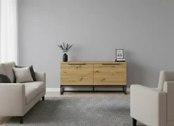 Cassapanca Marrone Rovere Nodi Colore Ripiano Marrone Materiale Struttura in Metallo 98x37x50h cm - Sciara