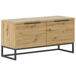Cassapanca Marrone Rovere Nodi Colore Ripiano Marrone Materiale Struttura in Metallo 98x37x50h cm - Sciara