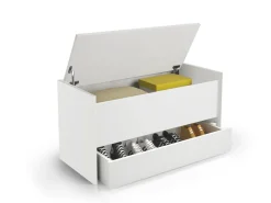Cassapanca moderna porta scapre in legno 90x40x46h cm bianca - Sogno