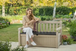 Cassapanca outdoor Chestermere, 140x60 h84 cm, Beige e Marrone
