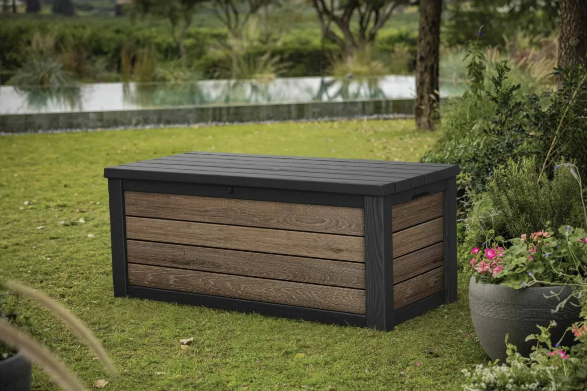 Cassapanca outdoor 151x72x70h cm effetto legno - Brantford