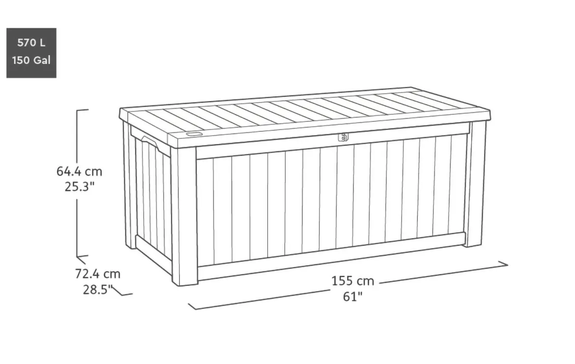 Cassapanca outdoor 151x72x70h cm effetto legno - Brantford