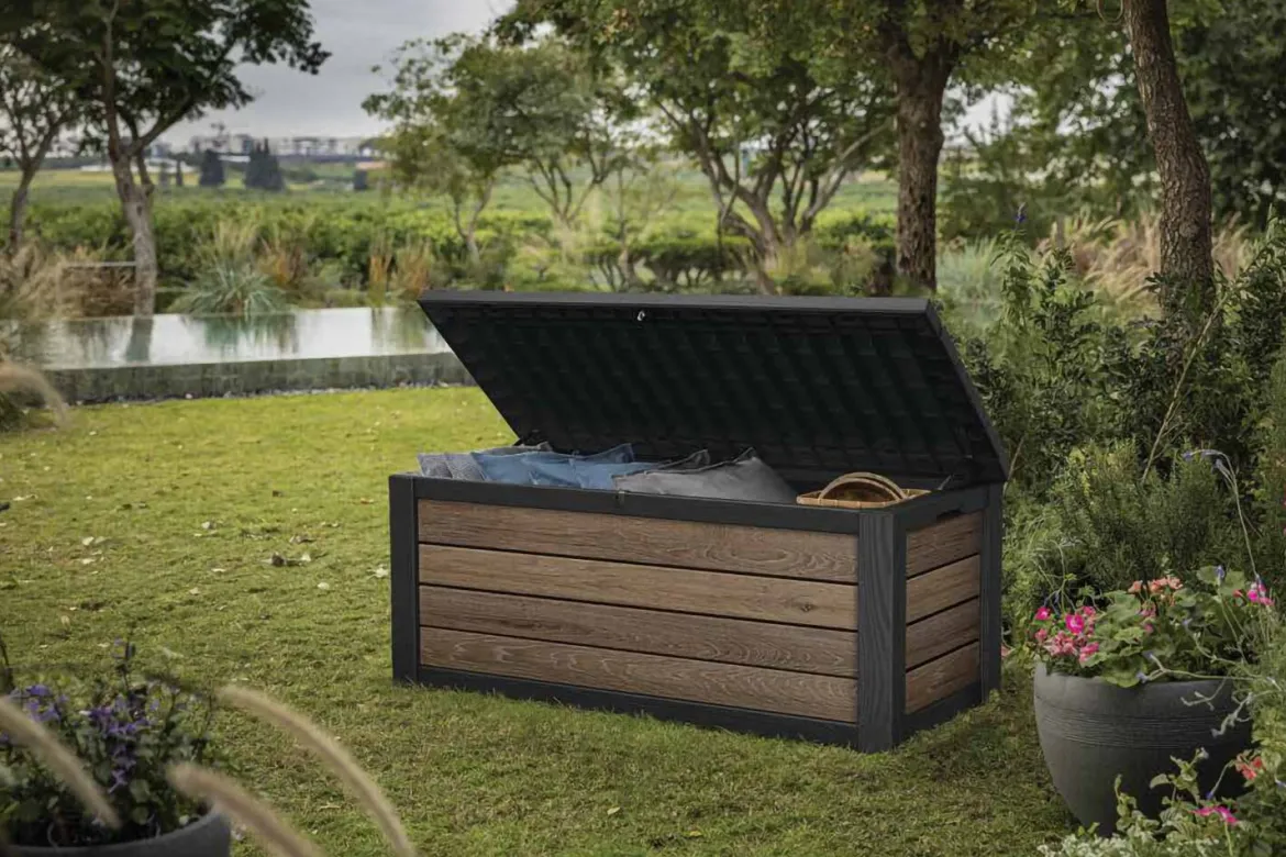 Cassapanca outdoor 151x72x70h cm effetto legno - Brantford