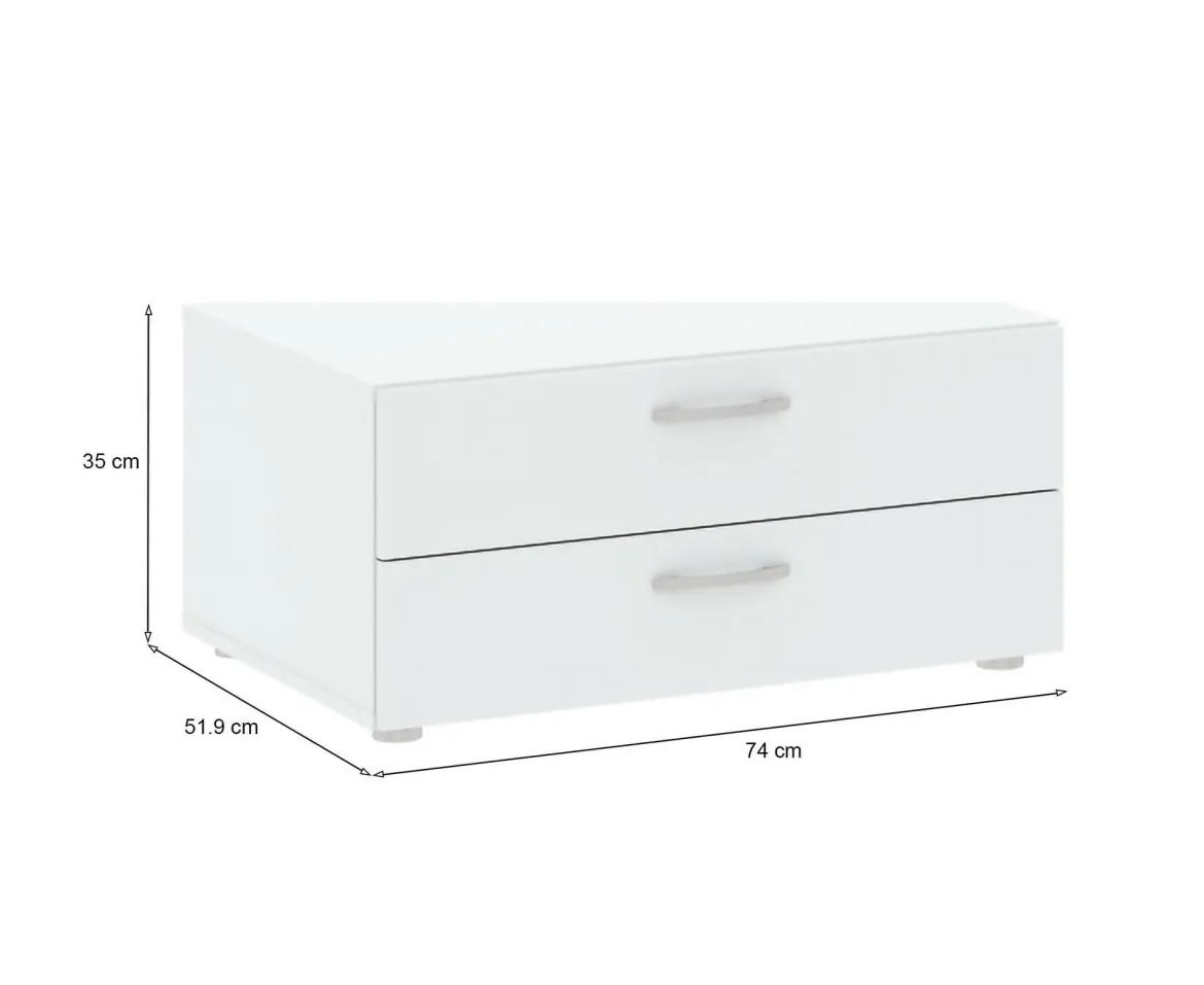 Cassettiera bassa bianca 74x35h cm - Piatto