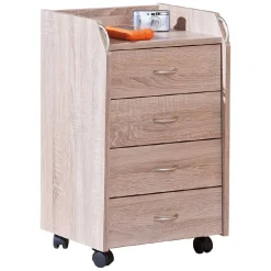 Cassettiera Beige 4 Cassetti Apertura Scorrevole 40x36x65h cm, Chiusura Scorrevole - Manco