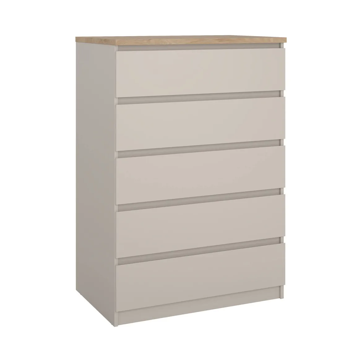 Cassettiera Beige 5 Cassetti Apertura Scorrevole 77x50x111h cm, Chiusura Scorrevole - Ansel