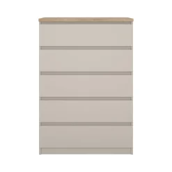 Cassettiera Beige 5 Cassetti Apertura Scorrevole 77x50x111h cm, Chiusura Scorrevole - Ansel