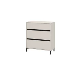 Cassettiera Beige Nero 3 Cassetti Apertura Scorrevole 80x40x90h cm, Chiusura Scorrevole - Mapello