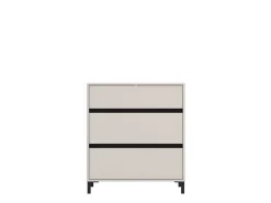 Cassettiera Beige Nero 3 Cassetti Apertura Scorrevole 80x40x90h cm, Chiusura Scorrevole - Mapello