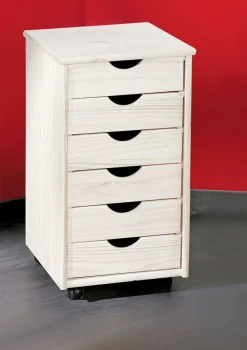 Cassettiera Bianco 6 Cassetti Apertura Scorrevole 50x120x40h cm, Chiusura Scorrevole - Ceppino