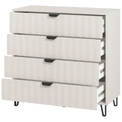 Cassettiera Bianco Grigio 4 Cassetti Apertura Scorrevole 93x40x90.5h cm, Chiusura Scorrevole - Maggiora